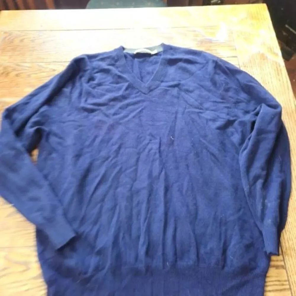Raffi 100%Cashmere blue v neck sweater sz XL
